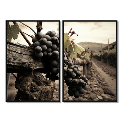 Vintage Charm Winery - Décoration murale traditionnelle brune 2 panneaux