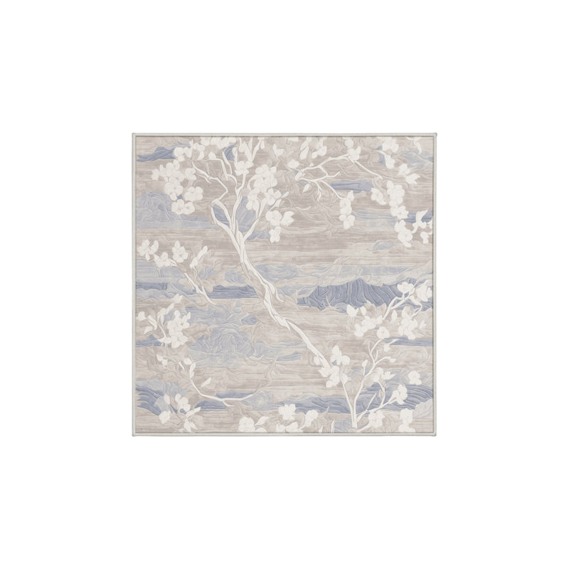 Machine Washable Beige Area Rug, Square 5'