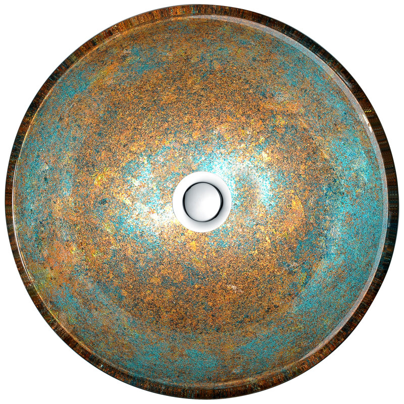 Emerald Burst 16.5'' Tempered Glass Circular Vessel Sink