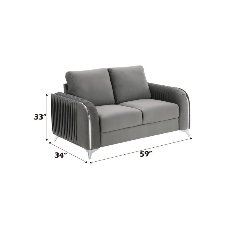 Causeuse en velours gris Wenona