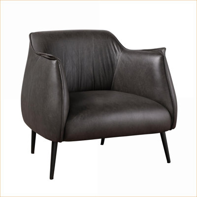 Fauteuil d'appoint en similicuir brun clair de qualité supérieure pour adultes, sièges d'appoint élégants avec pieds en métal au fini noir pour le salon
