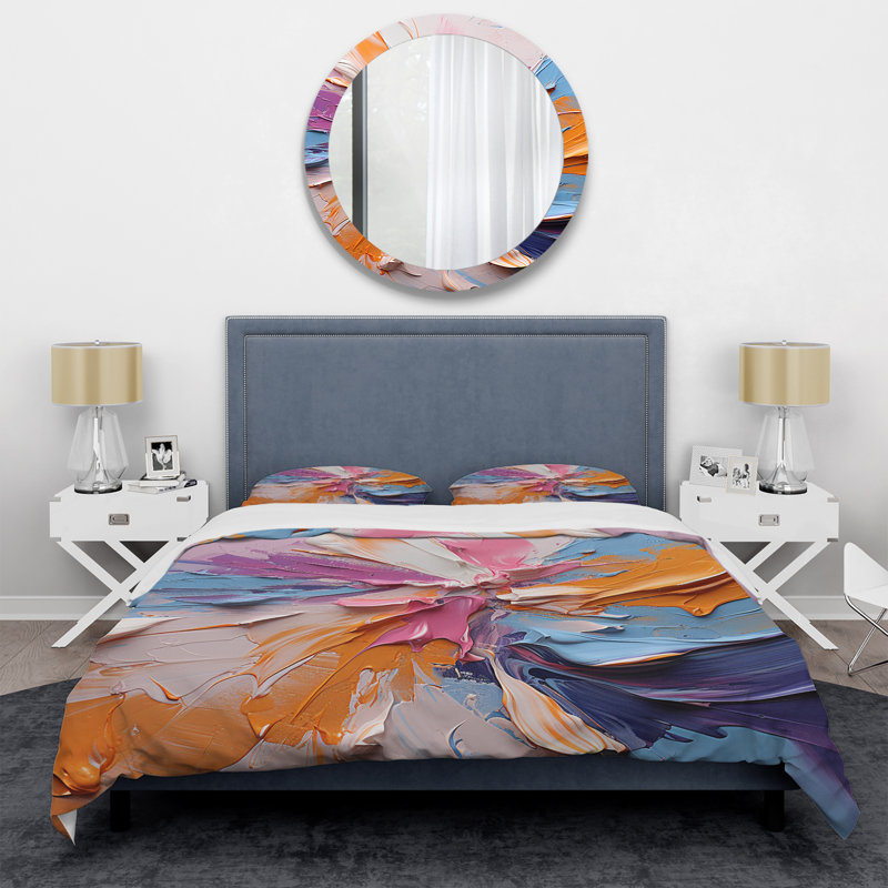 Ensemble de housse de couette à encre liquide rose et mauve III, Housse de couette pour très grand lit et 2 très 