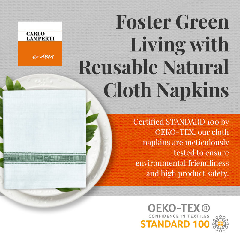 Cotton Striped Square Napkin, Oregano Green