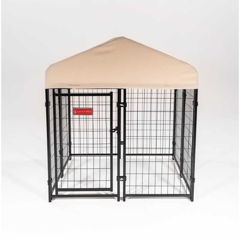 Gray Steel Frame Dog Kennel with Waterproof Canopy Roof