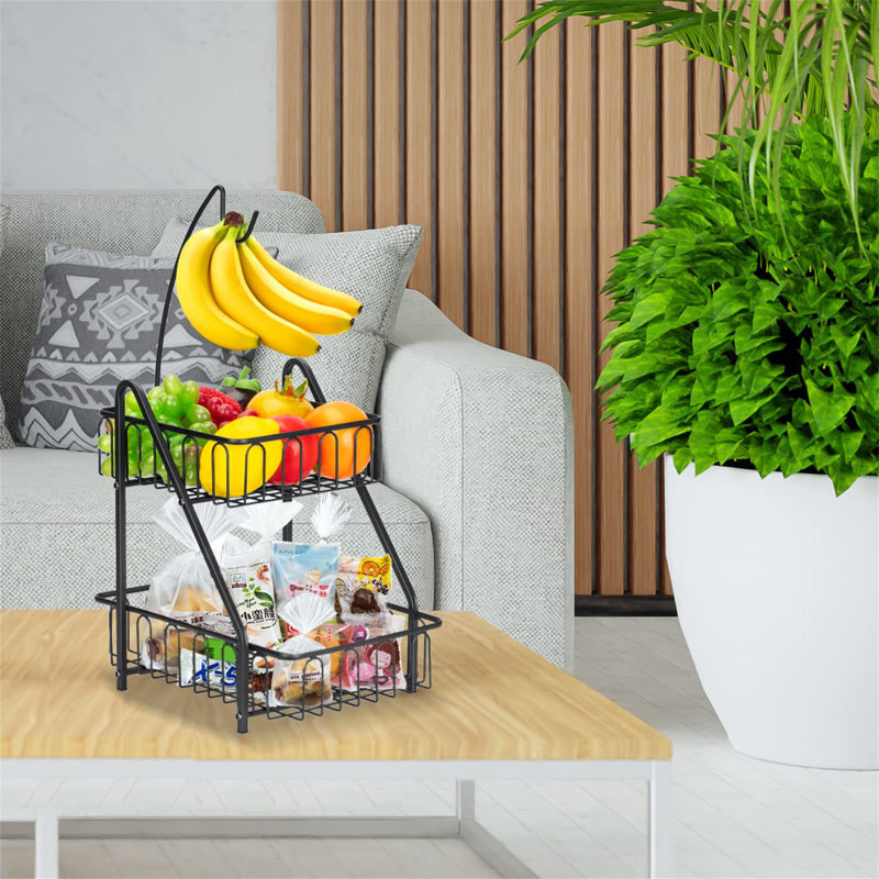 Belfry Kitchen Avgolida Metal Fruit Basket, Black