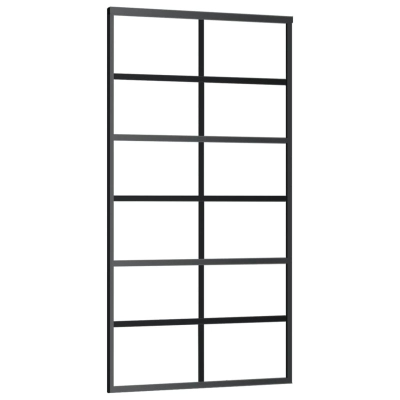 Vidaxl Sliding Door With Hardware Set ESG Glass&Aluminium 102X205 Cm, 205cm H x 102cm W