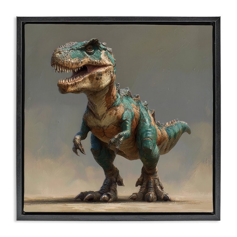 Cadre flottant d'étude turquoise T-Rex, design par Wumples, Cadre flottant noir de jais, H 18 po x l 18 po