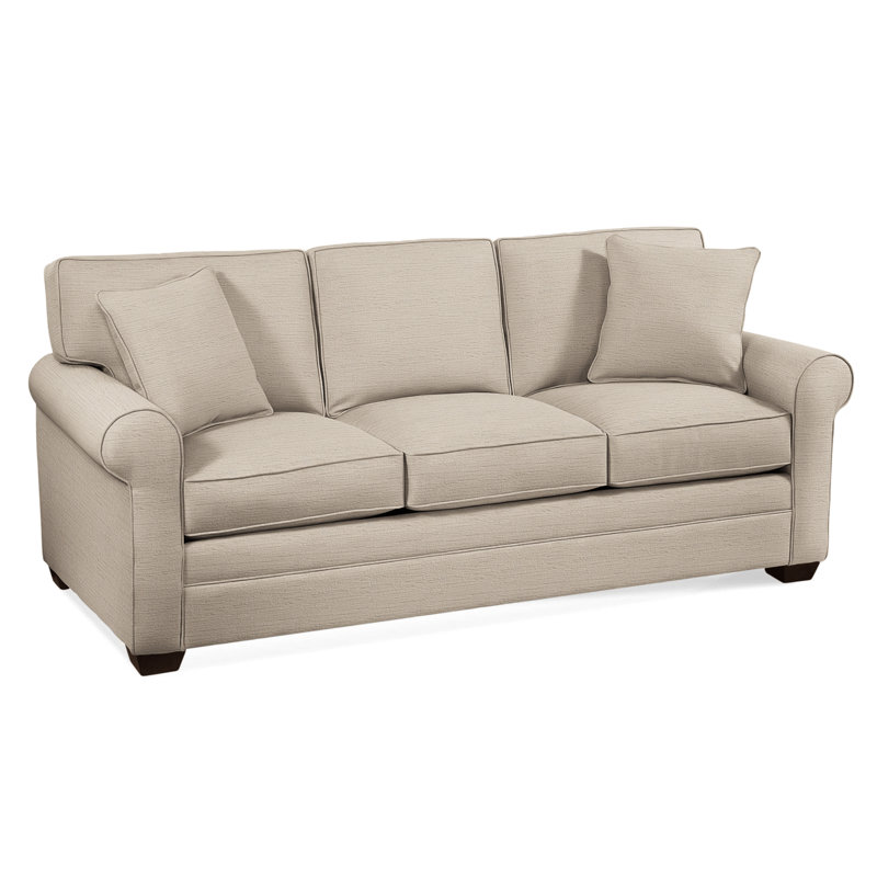 Canapé-lit Bedford, Java, Matelas à ressorts, Sunbrella Beige Pinstripe; 6205-74