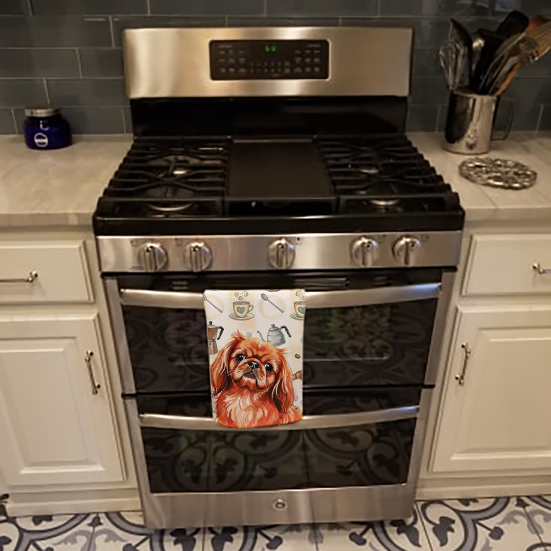 Red Pekingese Coffee Bar Kitchen Towel, Red Pekingese