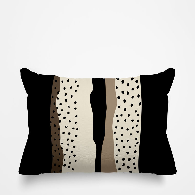 Coussin décoratif intérieur / extérieur en polyester filé Willow, Beige / blanc cassé / noir
