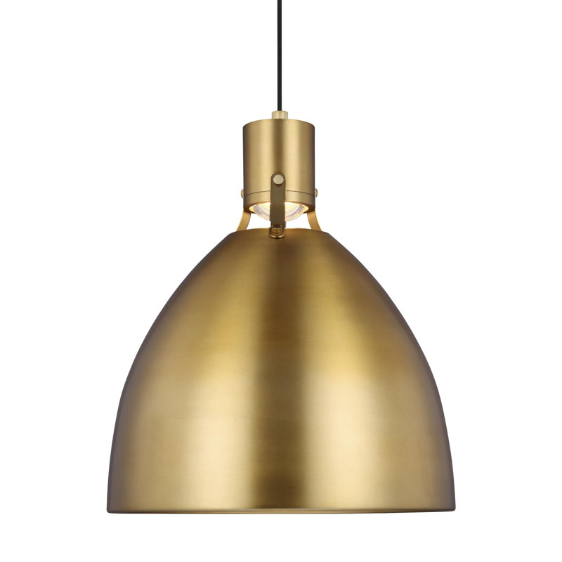 Luminaire suspendu simple à 1 lumière DEL à intensité variable Uma, H 17 po x l 14,13 po x P 14,13 po, Bronze brillant