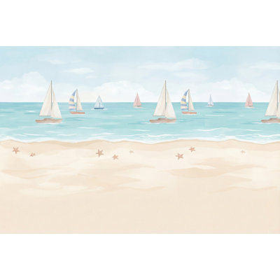 Coastal Wallpaper Ocean Removable Sailboats Wall Decor