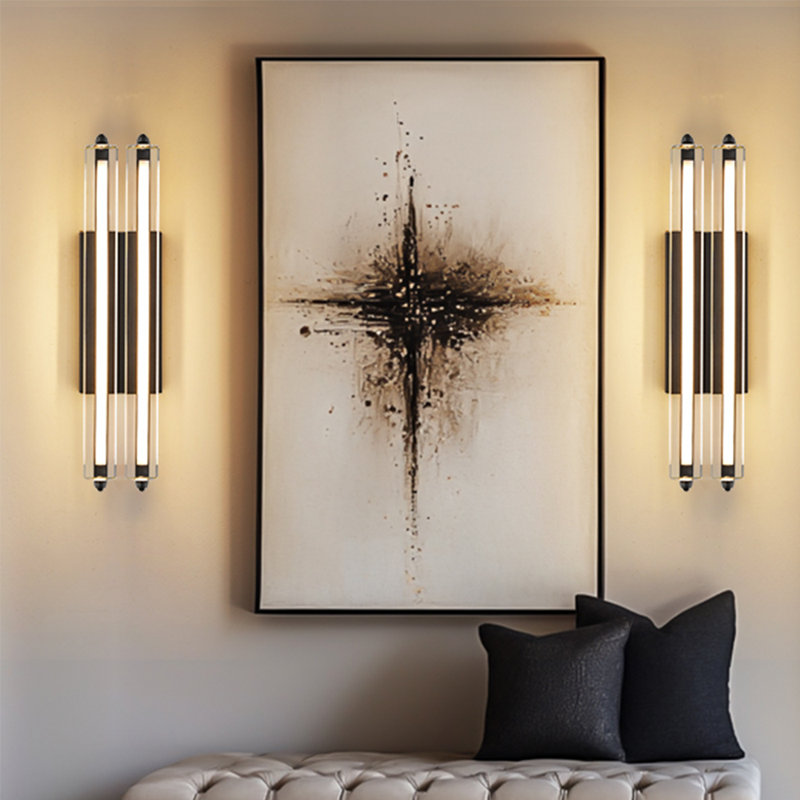Durkin 2-Light 19" Dimmable LED Crystal Wall Sconce, Matte Black