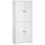 Armoire de cuisine Farmhouse, grande armoire de rangement autoportante avec 4 portes de grange et tablettes réglables