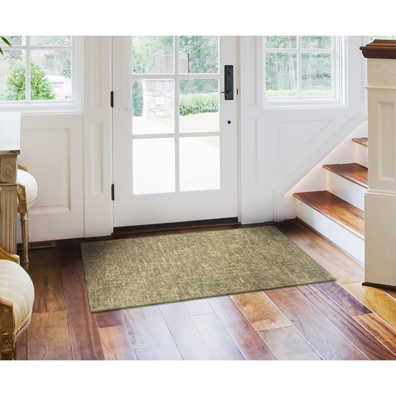 Tapis intérieur / extérieur en laine touffeté à la main de couleur unie Jacvalynn, Rectangle 2 pi x 3 pi