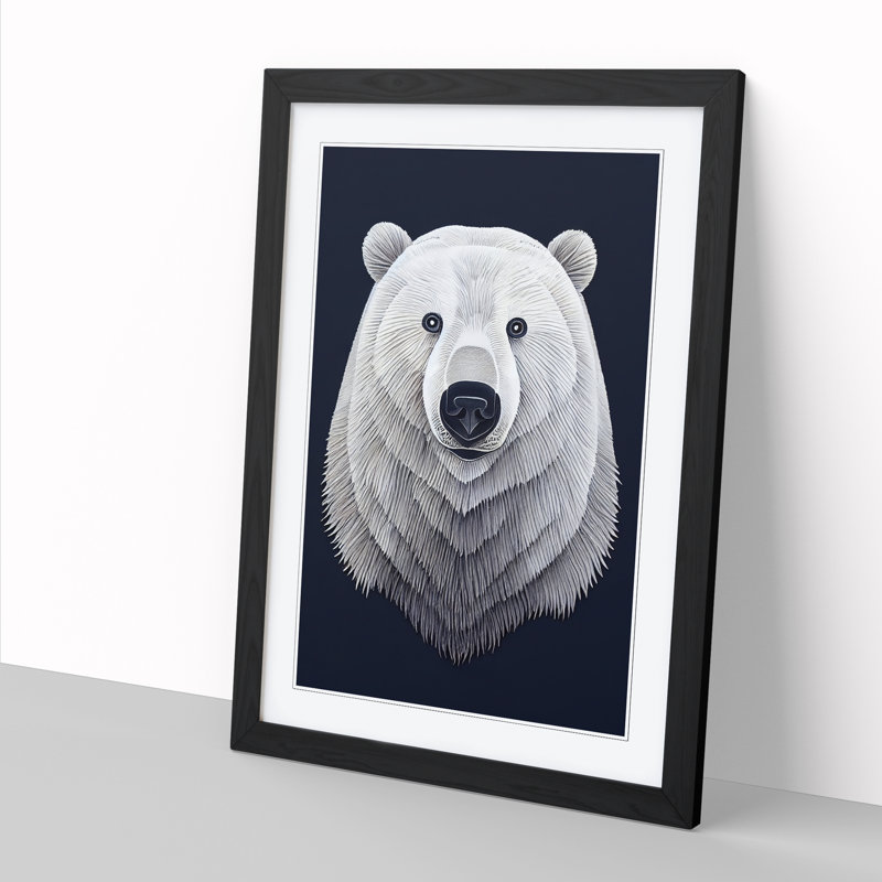 Mighty Polar Bear - Wall Art, Black, 64cm H x 46cm W x 2cm D