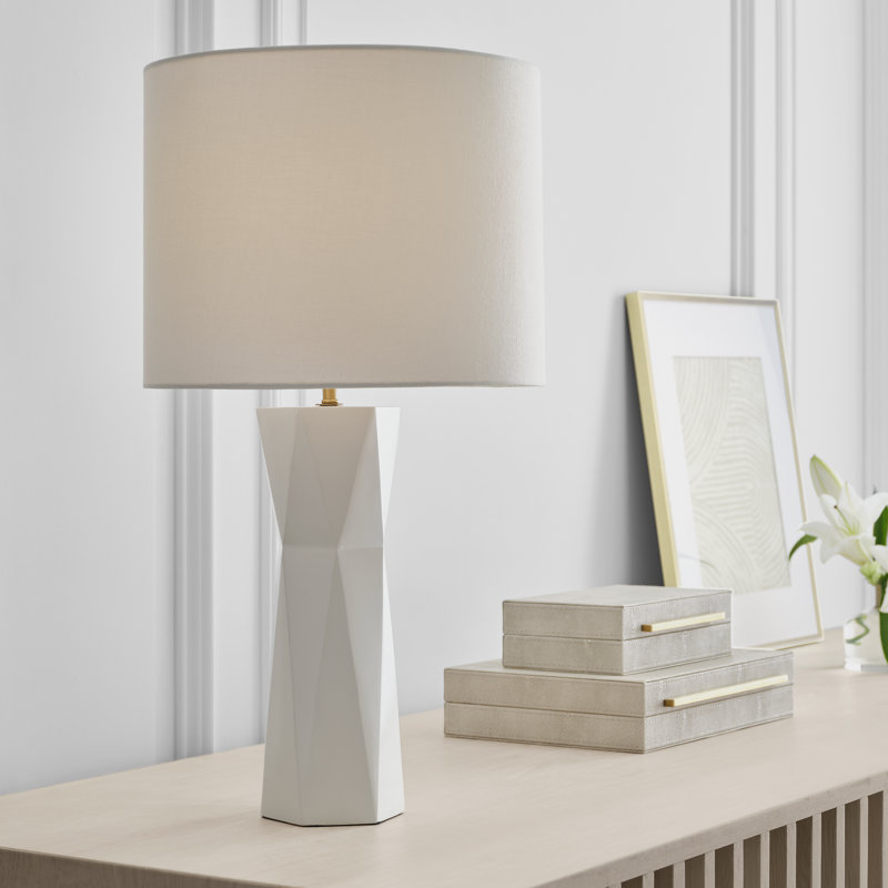 Lampe de table 1 lumière Fernwood, Blanc brillant