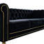 Living Velvet 84,65 pouces noir. Peau - revêtement. Ressorts ensachés et coussins de siège en mousse à haute densité pour plus de confort. Garniture dorée et capitonnage profond. Pieds en métal massif avec structure en bois massif.-1796253569
