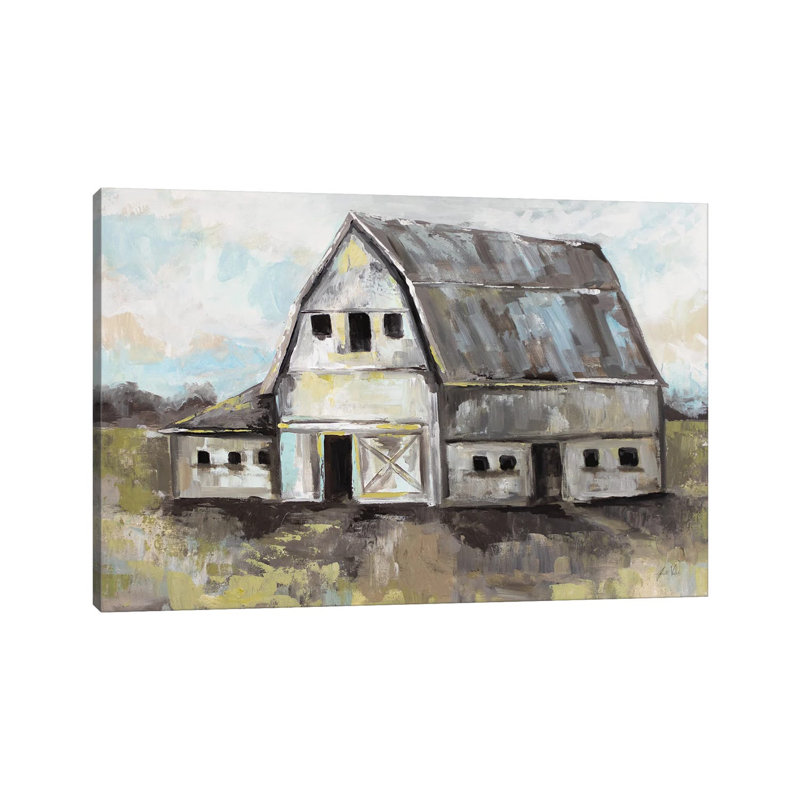Tranquil Barn par Jeanette Vertentes - peinture sur toile tendue, H 40 po x l 60 po x 1,5 po