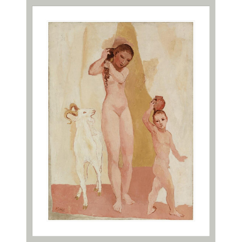 «Girl with a goat» (La jeune fille à la chèvre) par Pablo Picasso, impression giclée sur cadre, H 41,5 po x l 32,42 po