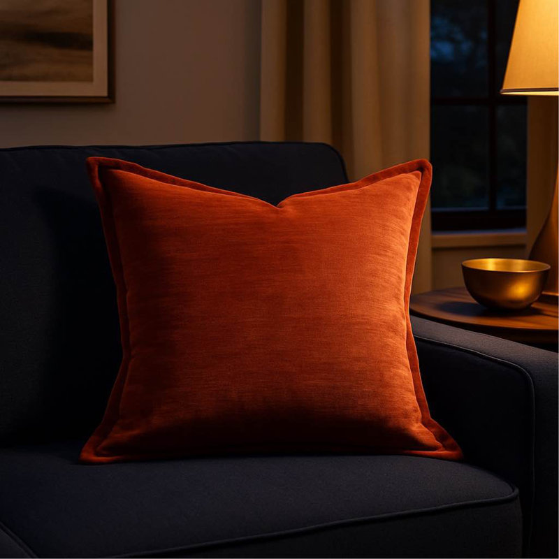Coussin en velours Homey Cozy, Brun-roux