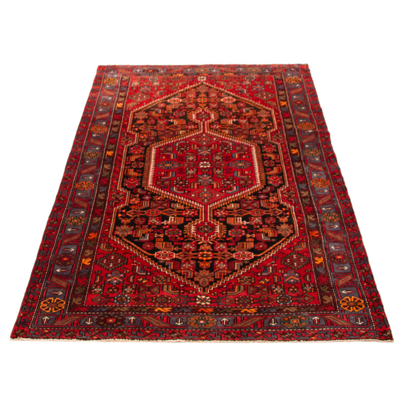 Tapis rouge Anadol unique fait à la main 5 pi 1 po x 8 pi 6 po