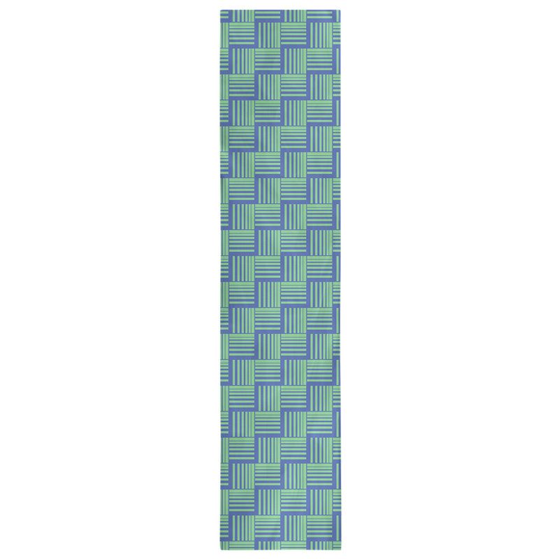 Fractured Stripes Table Runner, 16" x 72", Light Blue/Light Green