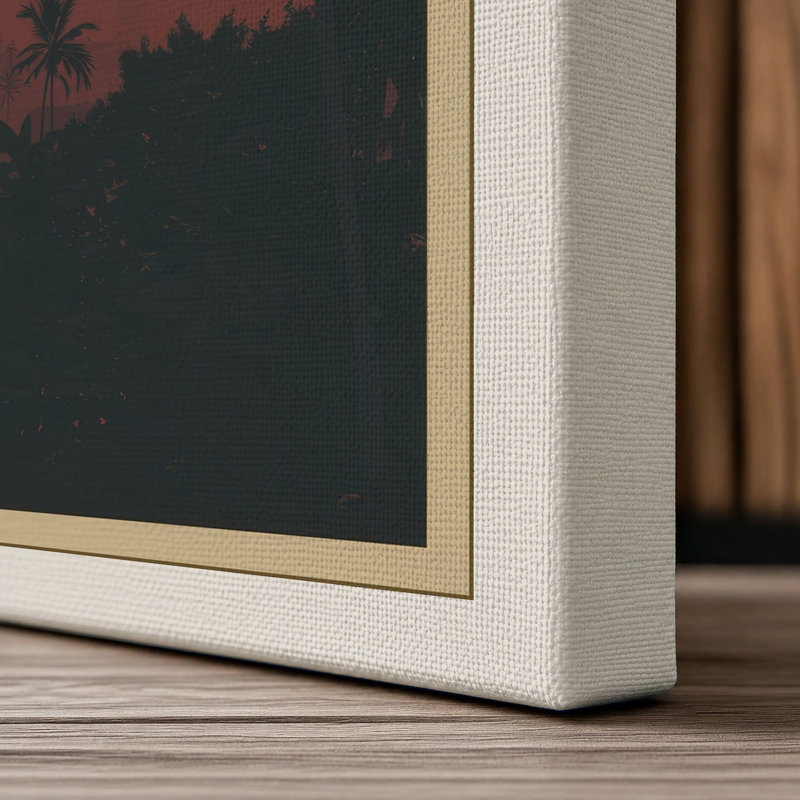 Sunset Tropical - Wrapped Canvas, 18x12 - 45.7 x 30.5 cm, Cream Border