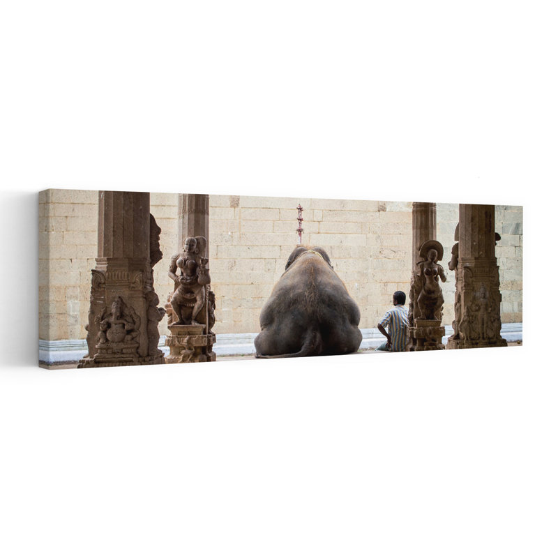 Sacred Temple Elephant by Ruhan - Wrapped Canvas Panoramic Print, 91.44 cm H x 30.48 cm W
