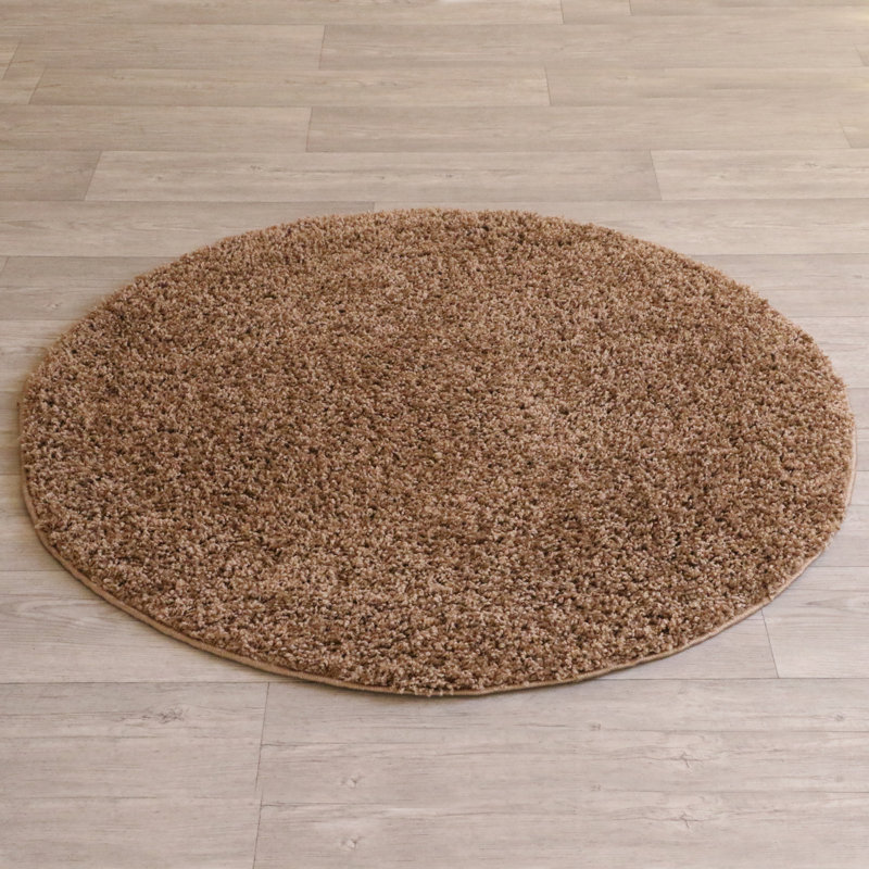 Luxurious Mocha Round Carpet - 63 in Diameter, 100% Polypropylene, 1.8 lbs/sq ft | 1.2 in Pile Height, Antibacterial, Jute Underside | Easy to Clean, Vacuum-Friendly, Ideal for Home Decor & Living Spaces