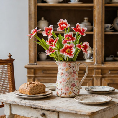 Vase en céramique avec motif marguerite coloré