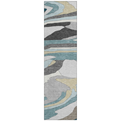 Machine Washable Indoor/Outdoor Chantille ACN2777 Abstract Rug
