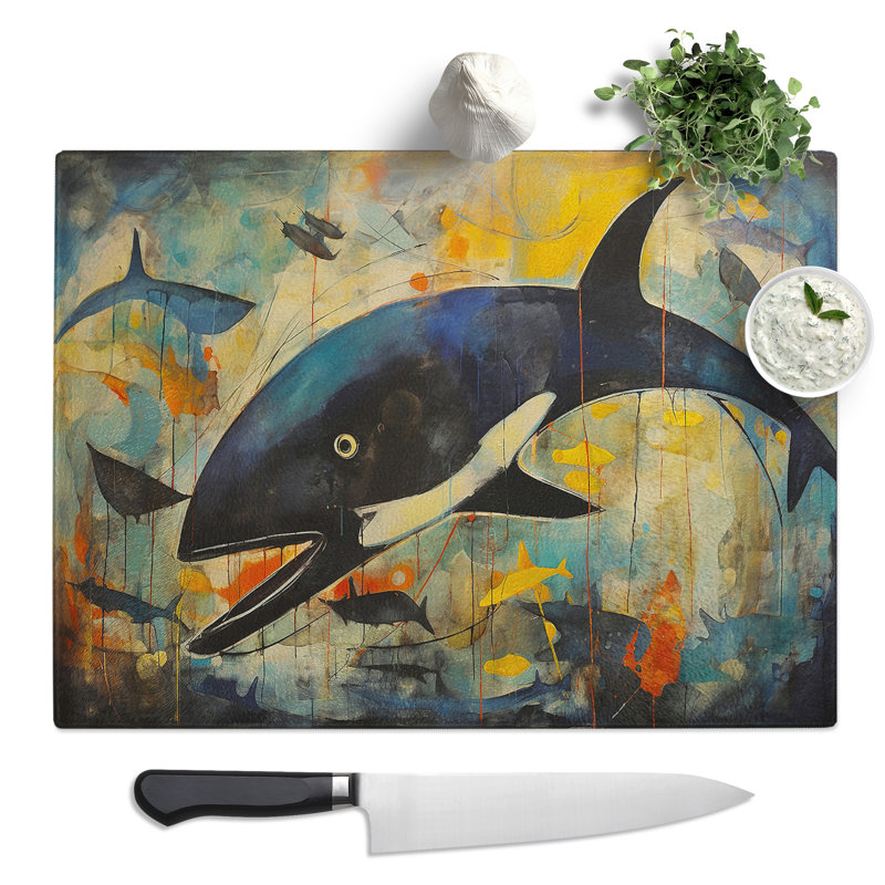 Whale Abstract  Glass Chopping Board