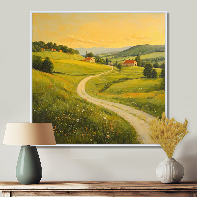 Domico, campagne campagne en été II - campagne, art mural, Impression encadrée flottante, H 30 po x l 30 po, Blanc