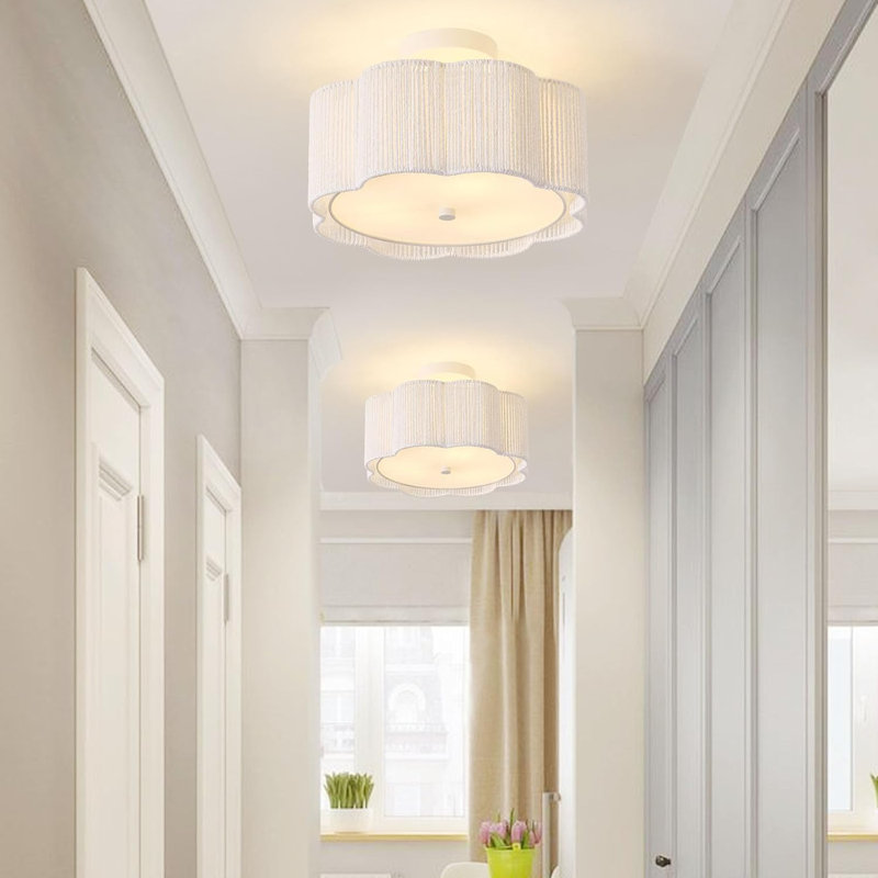 Rattan Ceiling Light Fixtures Flush Mount 3-Light Boho Light Fixtures Ceiling Mount For Bedroom Close To Ceiling Light Modern Rattan Chandelier Lighting(White)