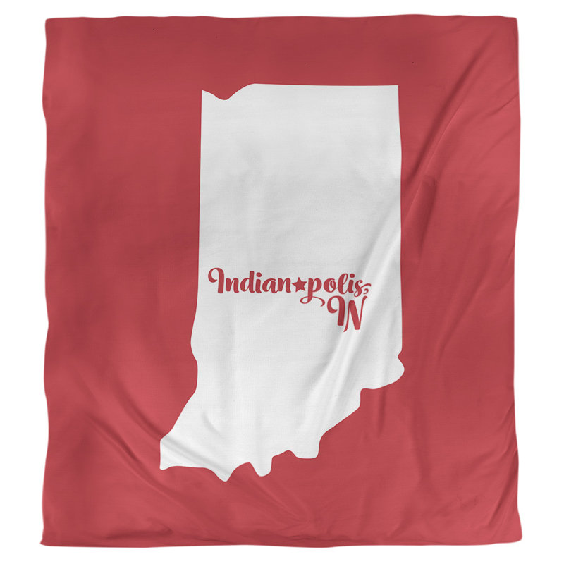 Housse de couette simple polis Indiana, Housse de couette pour grand lit, Rouge, Microfibre