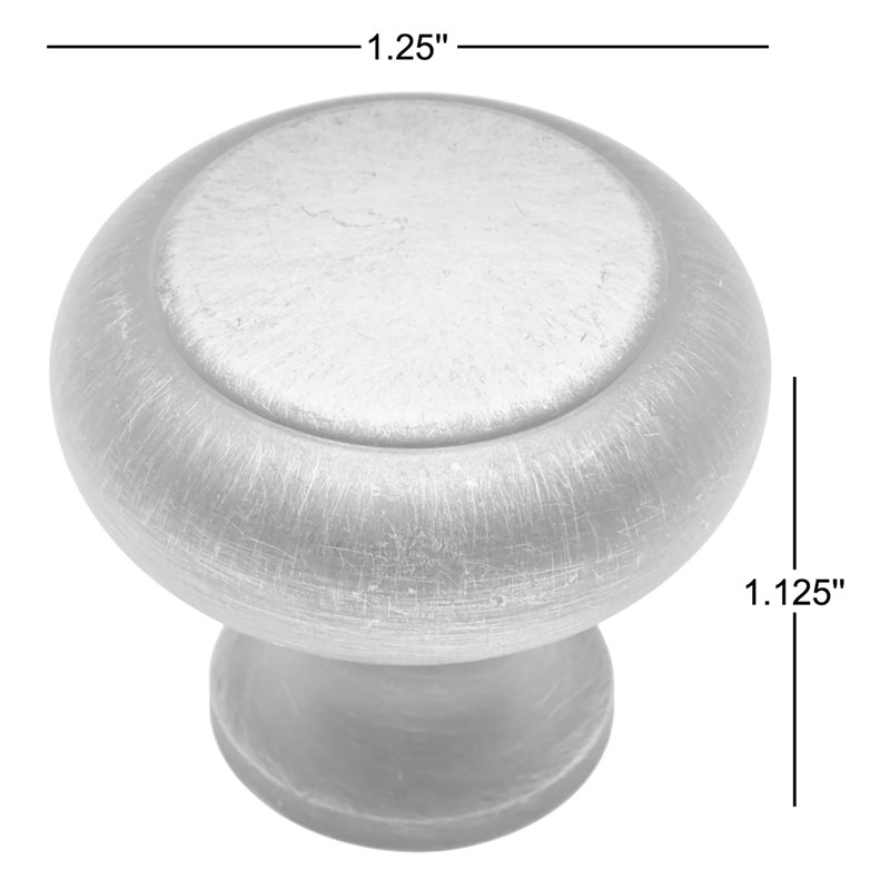 CK Series 1 1/4" Diameter Mushroom Knob, Distressed Nickel