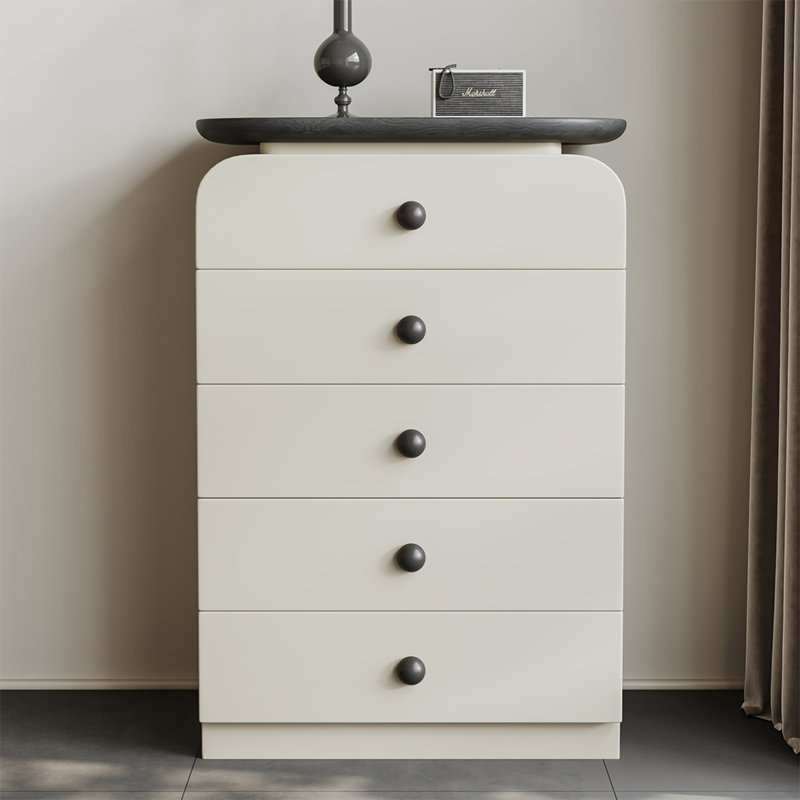Minimal Wooden 5 Drawers Accent Chest, Black