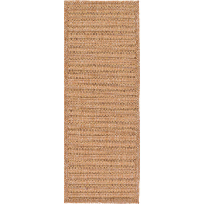 Tapis rayé brun clair intérieur / extérieur, Tapis de couloir 2 pi 2 po x 6 pi 1 po