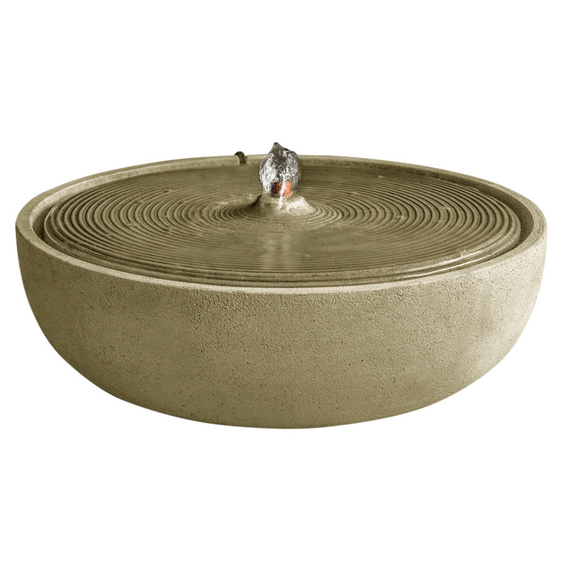 Fontaine ondulée en béton, H 5,5 po x l 14,25 po x P 14,25 po, Mousse anglaise