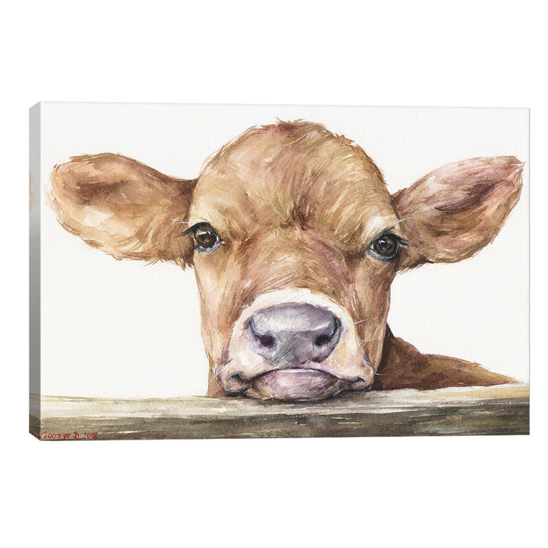 Calf - Painting on Canvas, 101.6 cm H x 66.04 cm W x 1.91 cm D, No Frame