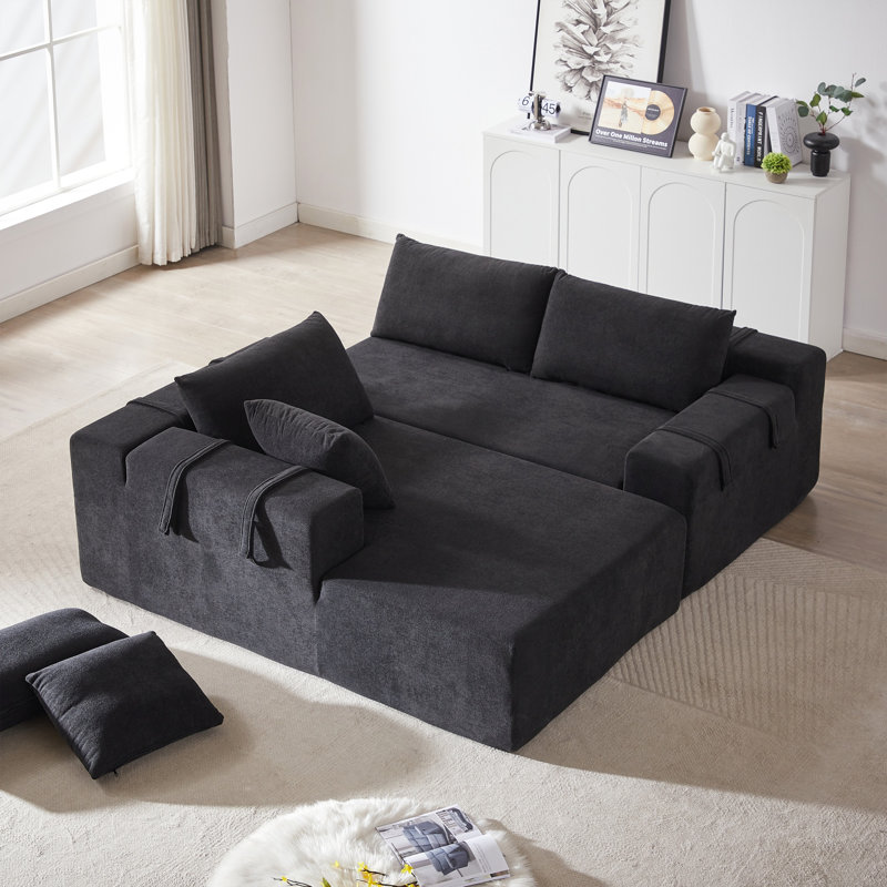 Ensemble de canapé modulaire rembourré en chenille Modern, canapé de salon modulaire en L de 108 pouces avec 6 coussins, combinaison gratuite