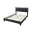 Lit 1pc grand lit en tissu de laine gris anthracite capitonné avec cadre de lit double à DEL