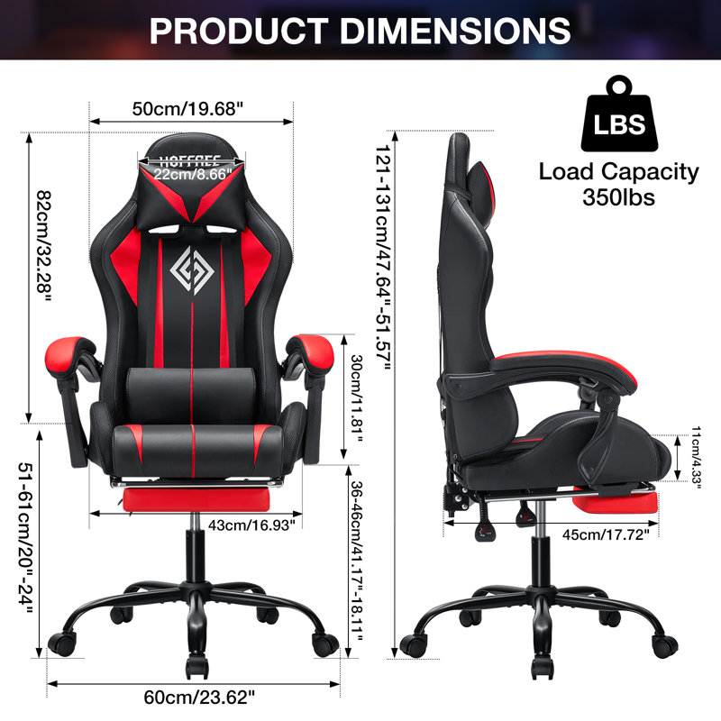 Fauteuil inclinable ergonomique Hoffree, Rouge / Noir