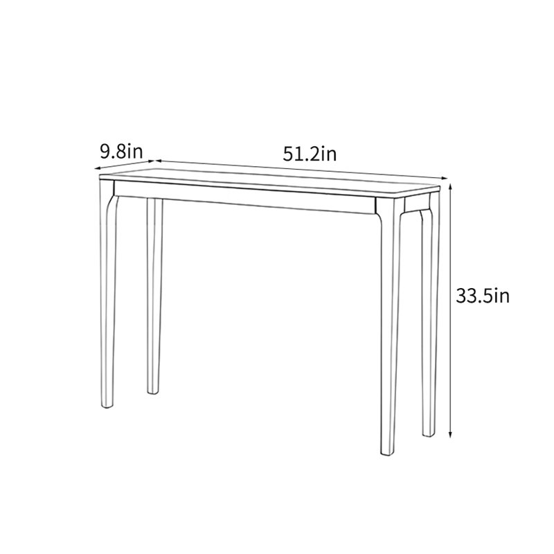 Console en bois massif, H 33,5 po x l 51,2 po x P 9,8 po