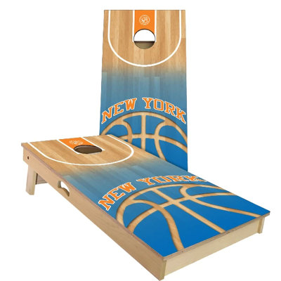 New York Basketball Cornhole Board Set | Includes (2) Boards, (8) Bags & Optional Accessories