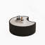 Table basse moderne en cuir fritté clair avec dessus en pierre de forme irrégulière pour salon (chaque plateau de table possède un motif gris unique)-1510317767-1510317764