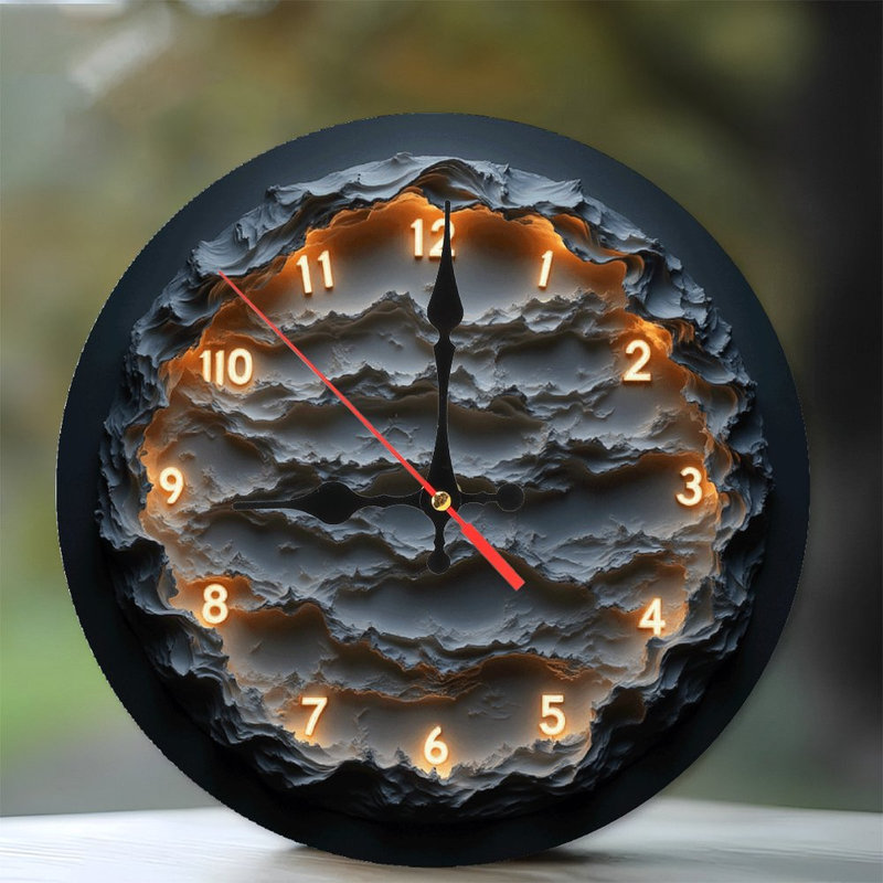 Horloge murale en 2 dimensions avec lumière DEL et design unique