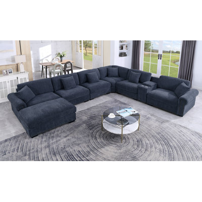 Stimpson 7-Seater Modular Sectional with Cup Holders