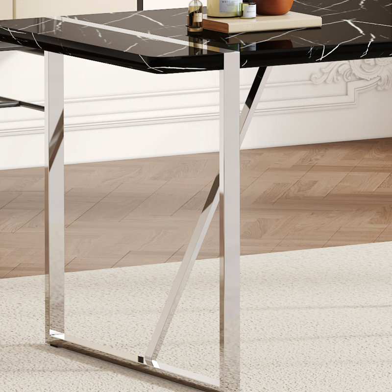Ensemble de table de salle à manger et 6 chaises avec composants en métal massif, H 29,73 po x L 29,61 po x l 29,24 po